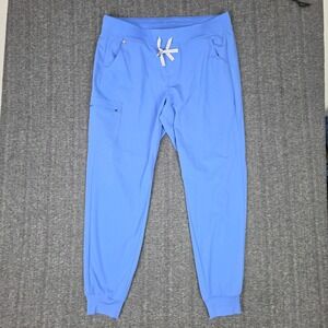 FIGS Zamora Jogger Scrub Pants Women's XL T Light Blue High Waist Drawstring